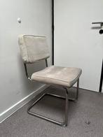 vintage chromen eetkamerstoelen – retro design – beige stof, Huis en Inrichting, Ophalen, Gebruikt, Stof