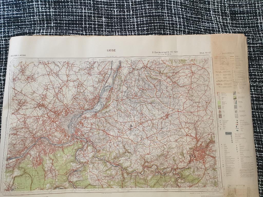 Carte militaire état major armée allemande 1941-LIEGE n 42, Enlèvement, Autres types