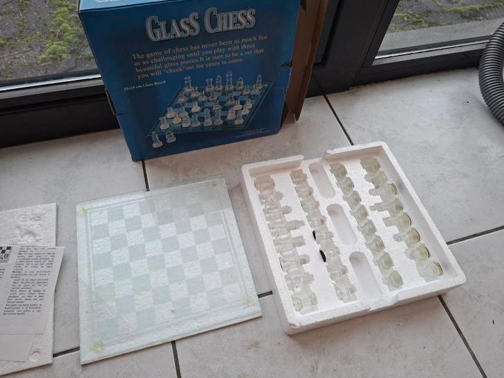 Glazen Schaakbord Schaakset 25 x 25 cm Schaakspel, Hobby & Loisirs créatifs, Jeux de société | Jeux de plateau, Neuf, 1 ou 2 joueurs