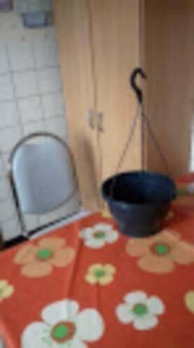 Hangpotten met hengsel - antraciet en wit, Tuin en Terras, Bloempotten, Gebruikt, Binnen, Balkon, Tuin, Ophalen of Verzenden