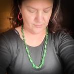 Vintage halsketting groen, Groen, Ophalen of Verzenden, Zo goed als nieuw, Steen of Mineraal