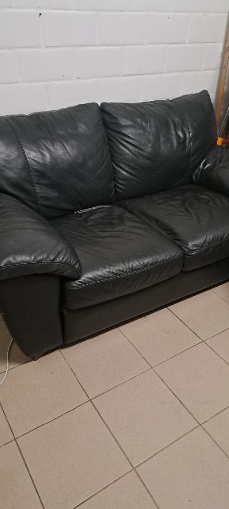 Leren zetel, Huis en Inrichting, Zetels | Zetels, Zo goed als nieuw, Rechte bank, Tweepersoons, 150 tot 200 cm, Minder dan 75 cm