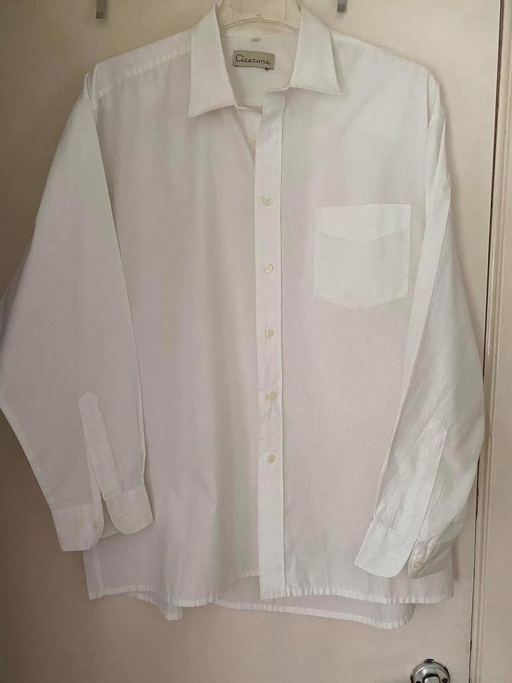 Wit overhemd h CICÉRONE maat 43-44, Kleding | Heren, Overhemden, Zo goed als nieuw, Wit