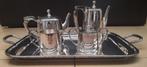 thee- en koffieset + dienblad verzilverd Claridge, Ophalen