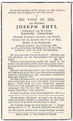 Bp. Buyl Joseph. ° Aalst 1875 † Aalst 1941, Verzamelen, Bidprentjes en Rouwkaarten, Ophalen of Verzenden, Bidprentje