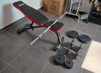 Gewichthef bankje + 2 halters + ez- bar + 40kg aan gewichten, Sport en Fitness, Ophalen, Zo goed als nieuw