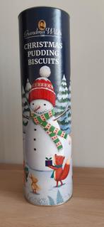 Koker Christmas Pudding Biscuits 32cm hoogte, Verzamelen, Blikken, Ophalen of Verzenden, Zo goed als nieuw, Koek(jes), Overige merken