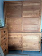 Hoge kast in teak, Huis en Inrichting, Kasten | Buffetkasten, Ophalen, Zo goed als nieuw