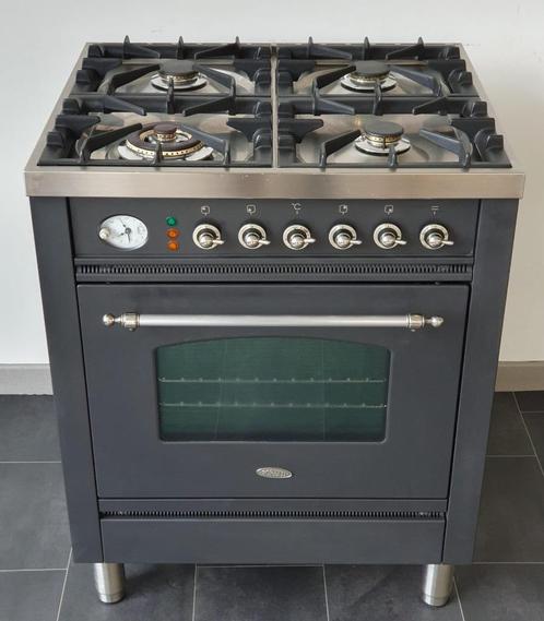 🍀 Poêle Boretti de luxe 70 cm anthracite + 4 brûleurs en ac, Electroménager, Cuisinières, Comme neuf, Autoportant, 5 zones de cuisson ou plus