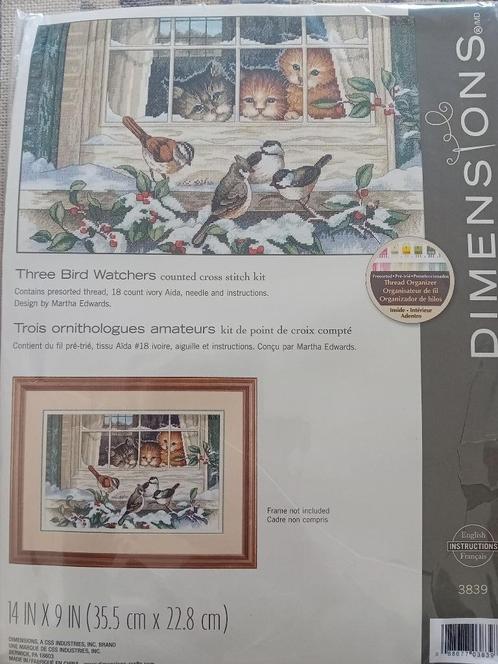 Borduurpakket Three Bird Watchers van Dimensions, Hobby en Vrije tijd, Borduren en Borduurmachines, Nieuw, Borduurpakket, Verzenden
