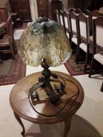 Portugese tafellamp smeedwerk, artisanaal glaswerk, Antiek en Kunst, Ophalen