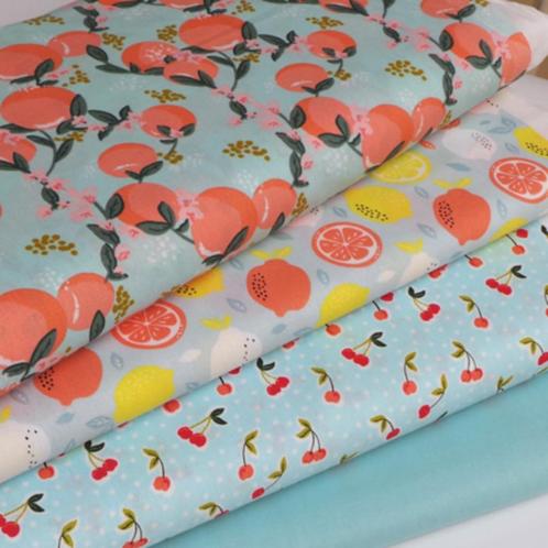 6222) 140x50cm katoen sinaasappel / effen munt, Hobby en Vrije tijd, Stoffen en Lappen, Nieuw, Katoen, 120 cm of meer, 30 tot 200 cm