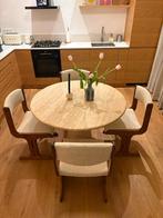 Set van 5 Scandinavische stoelen, houten en beige lussen, 19, Ophalen