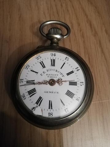 Roskopf Geneve pour les pièces ou la mise en page, Autres marques, 1900 à 1930, Acier, Montre de poche
