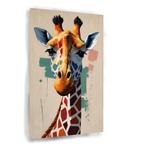 Toile de portrait moderne de girafe 60x90cm - 18mm., Maison & Meubles, 75 à 100 cm, Envoi, Création originale, 50 à 75 cm