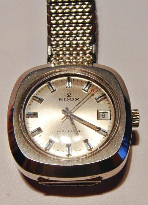 Montre EDOX automatic, bracelet acier inox Fixoflex, 1970-79, Verzamelen, Overige Verzamelen, Zo goed als nieuw, Ophalen of Verzenden