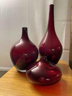 3 Vazen, Huis en Inrichting, Woonaccessoires | Vazen, Ophalen, Zo goed als nieuw, Rood, Glas