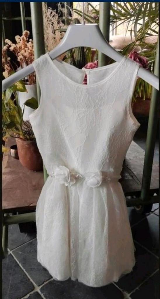 Communie kleedje jurk kant parels voile Miss Leod 6j prinses, Kinderen en Baby's, Kinderkleding | Maat 116, Zo goed als nieuw