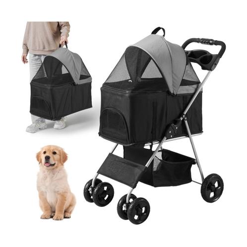 Opvouwbare Hondenbuggy - Verstelbaar Handvat 360 draai, Dieren en Toebehoren, Honden-accessoires