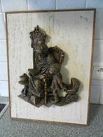 Beeld moeder met kind in reliëf op kader, Ophalen of Verzenden