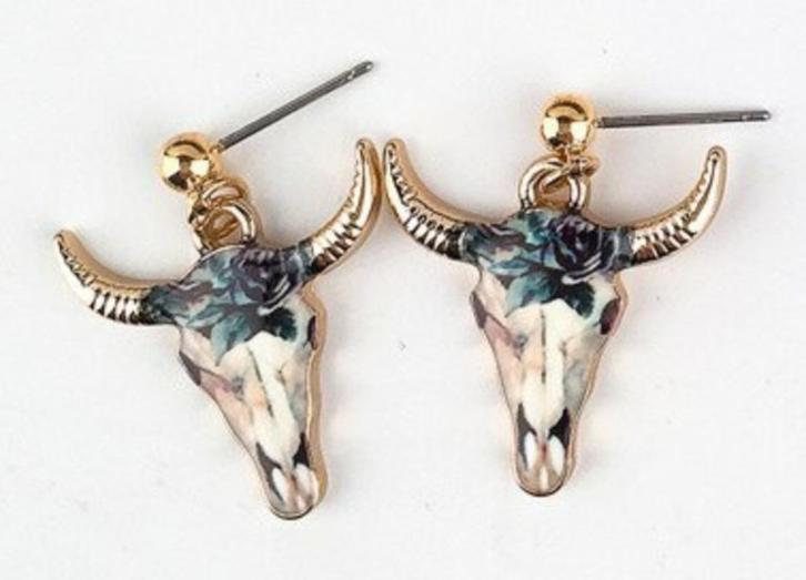 NIEUW Oorbellen stier, lengte 3 cm, br. 2.2 cm, zie info, Handtassen en Accessoires, Oorbellen, Nieuw, Ophalen