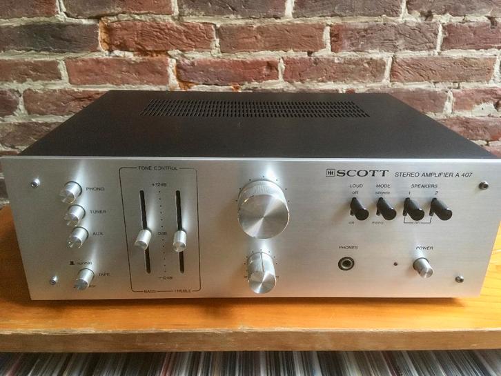 SCOTT A407 versterker, Audio, Tv en Foto, Versterkers en Ontvangers, Gebruikt, Minder dan 60 watt, Overige merken, Ophalen