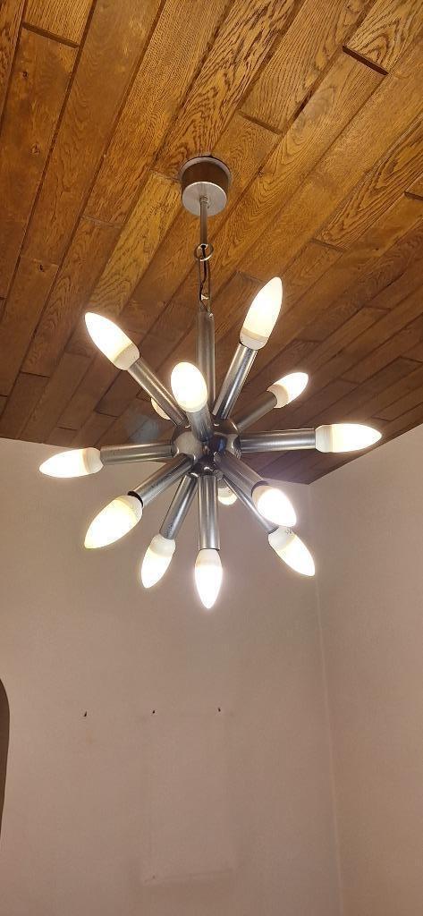 Vintage luster sputnik, Huis en Inrichting, Lampen | Kroonluchters, Gebruikt, Metaal, Ophalen