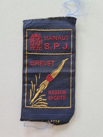 Brevet de natation Vintage Ecusson Hainaut S.P.J. - Nageur S