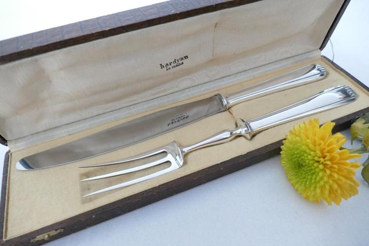 Christofle/Alfenide - Verzilverde Trancheerset -  Art Deco, Antiek en Kunst, Antiek | Bestek, Verzenden