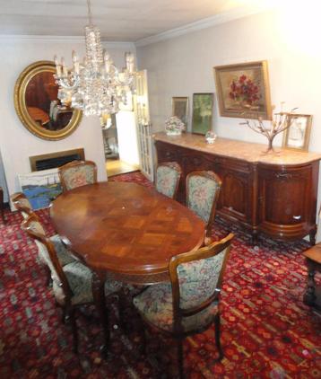 PrachPrachtige eetkamerset: tafel, 6 stoelen + buffetkast -, Enlèvement, Utilisé, Louis XVI, 6 à 8 chaises