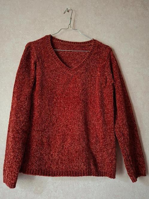 Warme Roestbruine Chenille Trui met V-Hals - Maat S (FR 36/U, Kleding | Dames, Truien en Vesten, Zo goed als nieuw, Maat 36 (S)