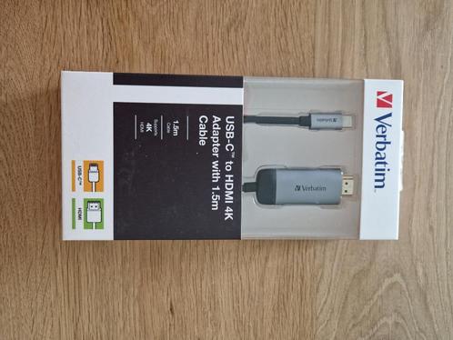 USB-C to HDMI adapter Verbatim 1,5m cable NIEUW, TV, Hi-fi & Vidéo, Câbles audio & Câbles de télévision, Neuf, Moins de 2 mètres