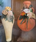 Vase déco en terre cuite fleuris, Ophalen of Verzenden