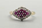 Gouden Vintage ring edelsteen robijn en diamant. 2024/139., Handtassen en Accessoires, Antieke sieraden, Ophalen of Verzenden
