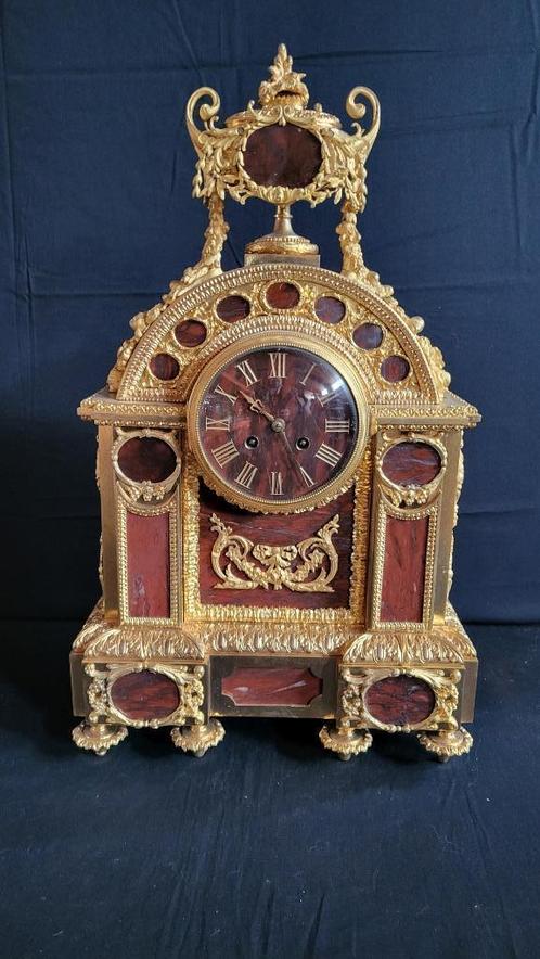 (28) Antieke Franse Empire-stijl bronzen schouwklok uit 1890, Antiek en Kunst, Antiek | Klokken, Ophalen of Verzenden