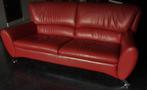 Rode 3zit(2m)zacht leder zetel (geen biedingen), Trois personnes, Moins de 75 cm, 200 à 250 cm, Banc droit