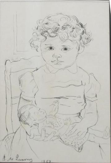 Rene De Lannoye (1907-1985): Kindje 1957 (48 x 67 cm) beschikbaar voor biedingen
