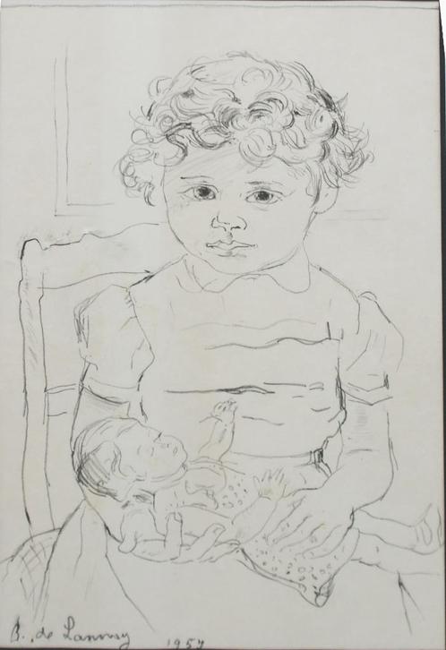 Rene De Lannoye (1907-1985): Kindje 1957 (48 x 67 cm), Antiek en Kunst, Kunst | Schilderijen | Klassiek, Ophalen of Verzenden
