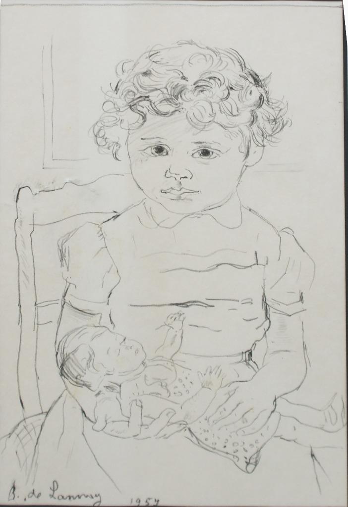 Rene De Lannoye (1907-1985): Kindje 1957 (48 x 67 cm), Antiek en Kunst, Kunst | Schilderijen | Klassiek, Ophalen of Verzenden