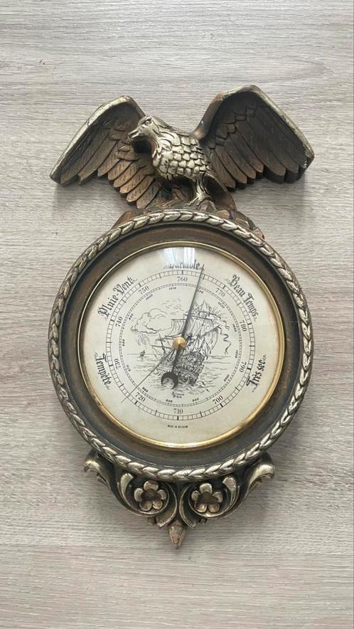 Baromètre mural vintage belge – Décor aigle et voilier, Audio, Tv en Foto, Weerstations en Barometers, Gebruikt, Barometer, Ophalen of Verzenden