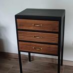 Vintage massief houten 3-lade kastje Gebruiksklaar zie objec, Antiek en Kunst, Ophalen