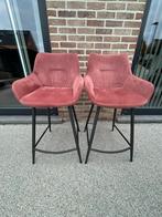 Barstoelen in een oud-roze kleur (velvet), 2 krukken, Ophalen, Gebruikt, 60 tot 90 cm