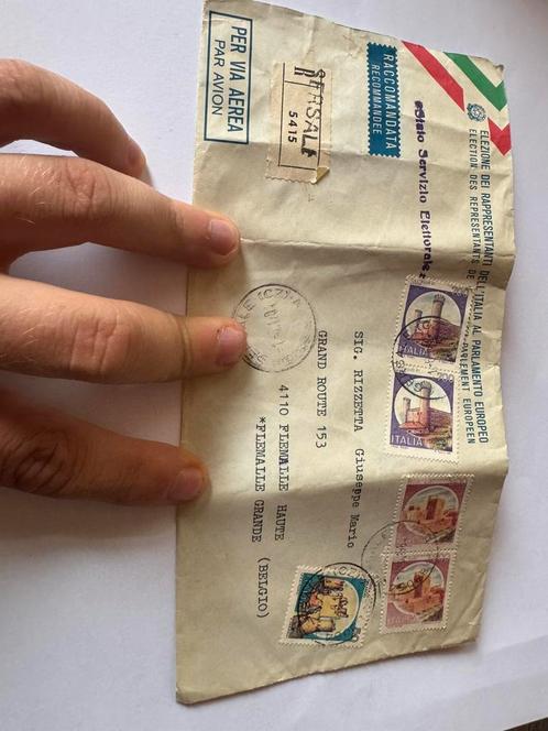 Geannuleerde envelop Italië 1989 aanbevolen + kasteelzegels, Postzegels en Munten, Brieven en Enveloppen | Buitenland, Envelop