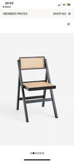Houten klapstoel rotan webbing zwart H&m home vouwstoel, Huis en Inrichting, Stoelen, Ophalen, Zwart