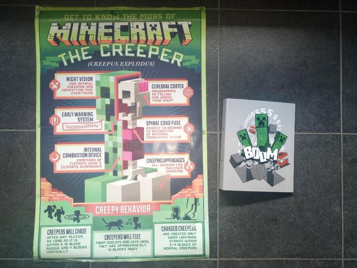 MINECRAFT CREEPER POSTER (lengte 92 cm) + NIEUWE MAP, Kinderen en Baby's, Kinderkamer | Inrichting en Decoratie, Zo goed als nieuw