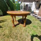 Uitschuifbare ronde tafel in eik (vintage jaren '80), Huis en Inrichting, Ophalen, Gebruikt, Vier personen, 100 tot 150 cm