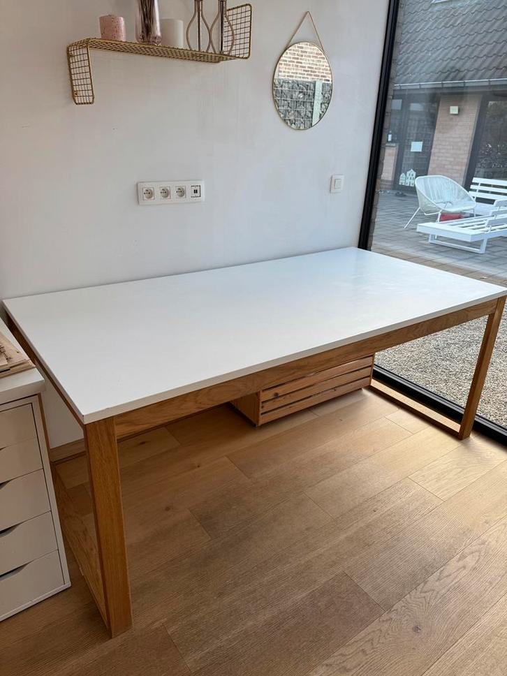 Tafel met eikenhouten poten, Huis en Inrichting, Tafels | Eettafels, Gebruikt, 50 tot 100 cm, 150 tot 200 cm, Rechthoekig, Ophalen