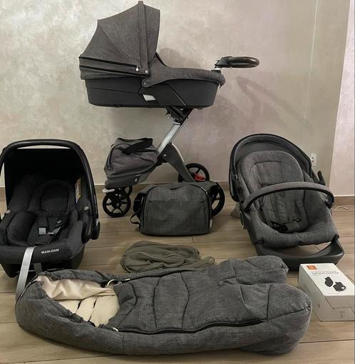 Stokke Xplory Grey Mélange kinderwagen 3-in-1Complete, Kinderen en Baby's, Buggy's, Zo goed als nieuw, Maxi-Cosi, Regenhoes, Ophalen