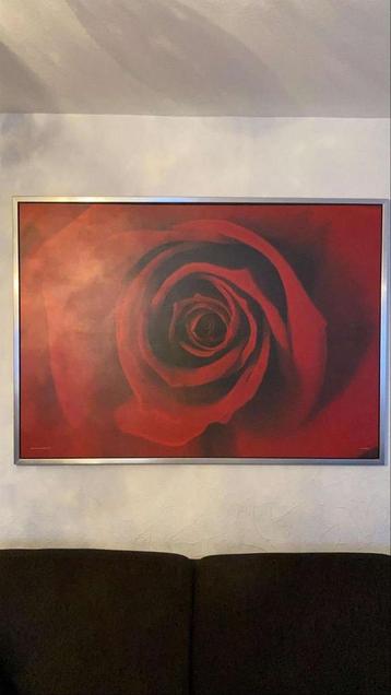 Grand tableau « Rose » 100x140 cm, avec cadre aluminium beschikbaar voor biedingen