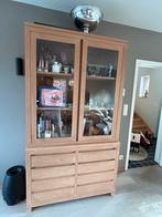 Teak vitrinekast met lade, Huis en Inrichting, Kasten | Vitrinekasten, Ophalen, Zo goed als nieuw